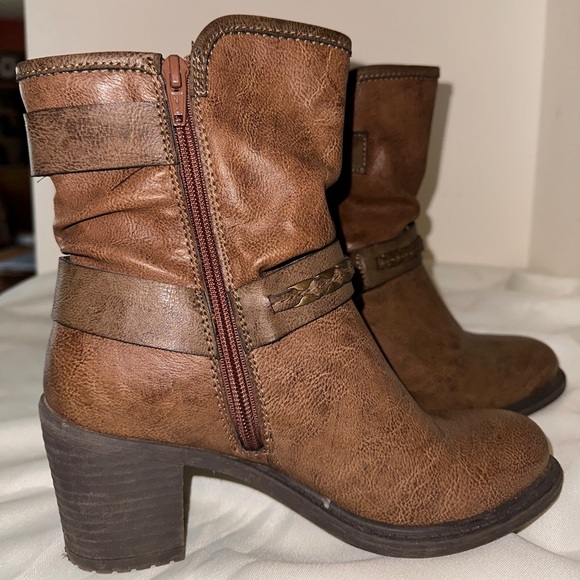 Relativity Brown Faux Leather Heeled Re-Henrick Boots‎ Sz 6.5M Inside Zip Buckle - Picture 4 of 12